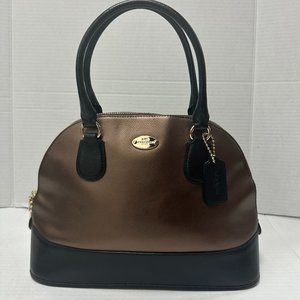 Coach Copper and Black Leather Tote Bag